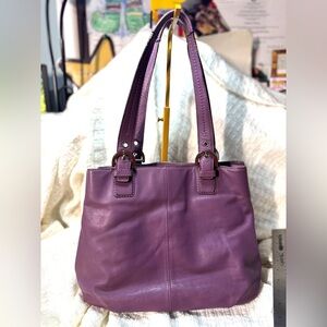 Coach Women's Purple Leather Shoulder Bag SoHo North and South